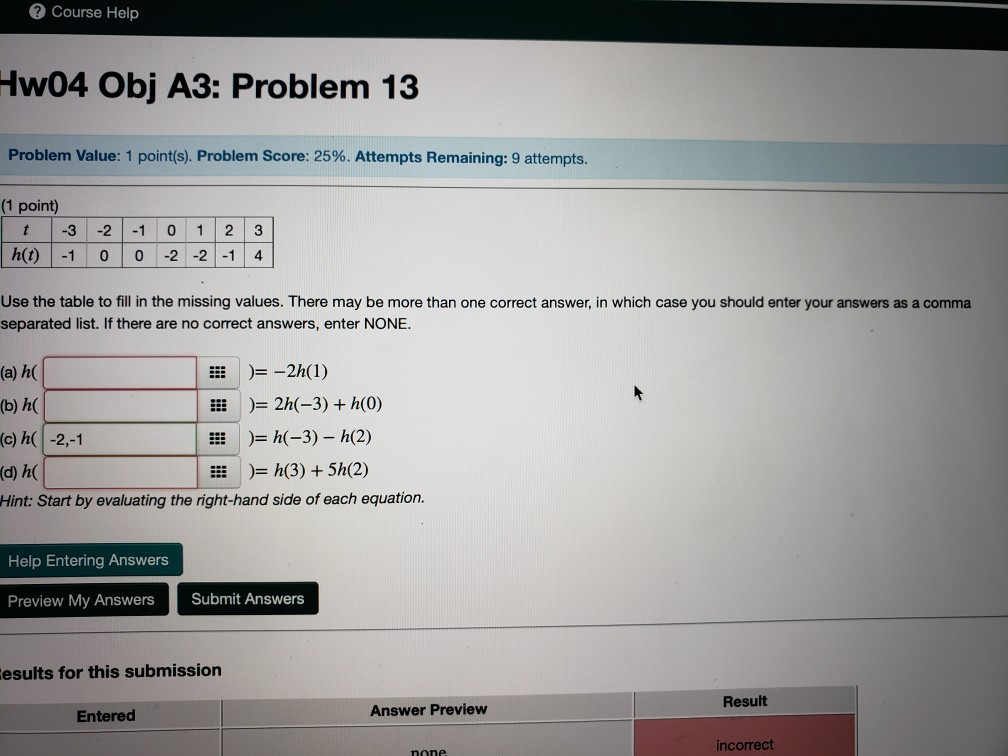 Solved Course Help Hw04 Obj A3: Problem 13 Problem Value: 1 | Chegg.com