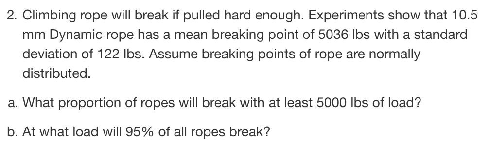 Solved 2. Climbing rope will break if pulled hard enough. | Chegg.com