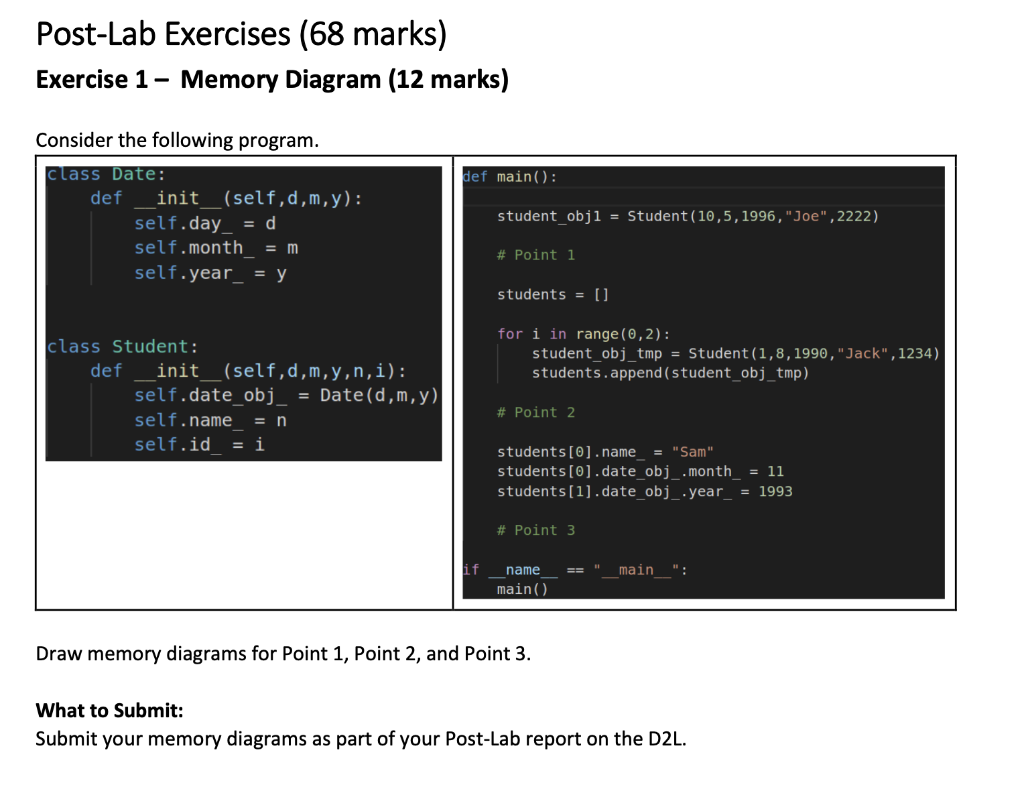 Solved what are the memory diagrams for points 1, 2 and 3 | Chegg.com