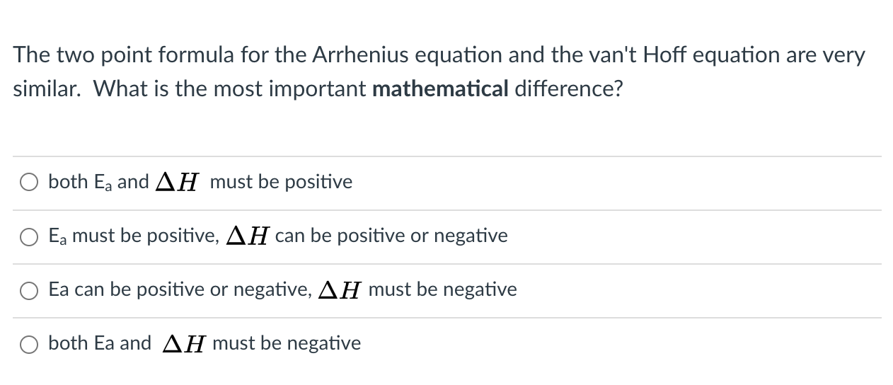 Solved The Two Point Formula For The Arrhenius Equation A Chegg Com