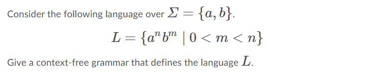 Solved Consider The Following Language Over £= {a,b}. L = | Chegg.com