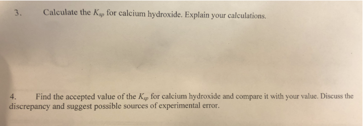 Revisaoa I Determining The Ksp Of Calcium Hydroxid