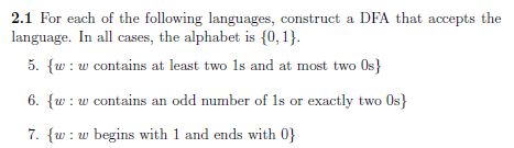 Solved 2.1 For each of the following languages, construct a | Chegg.com