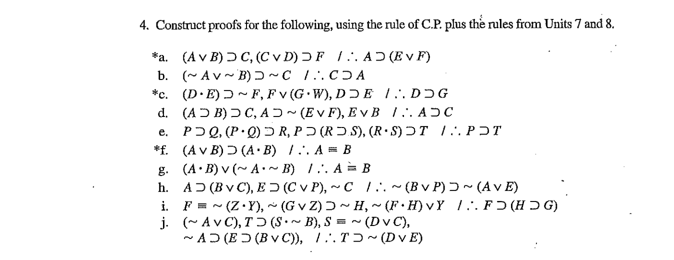 Solved Please Construct Proofs Of 4b And 4d Using The C P Chegg Com