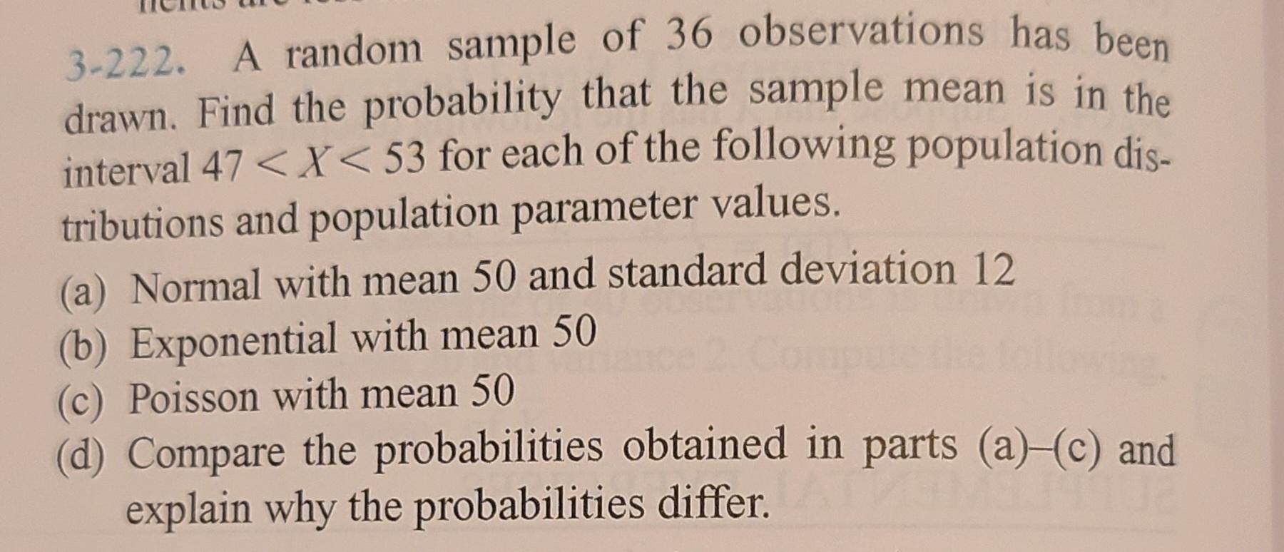 Solved 3-222. A random sample of 36 observations has been | Chegg.com