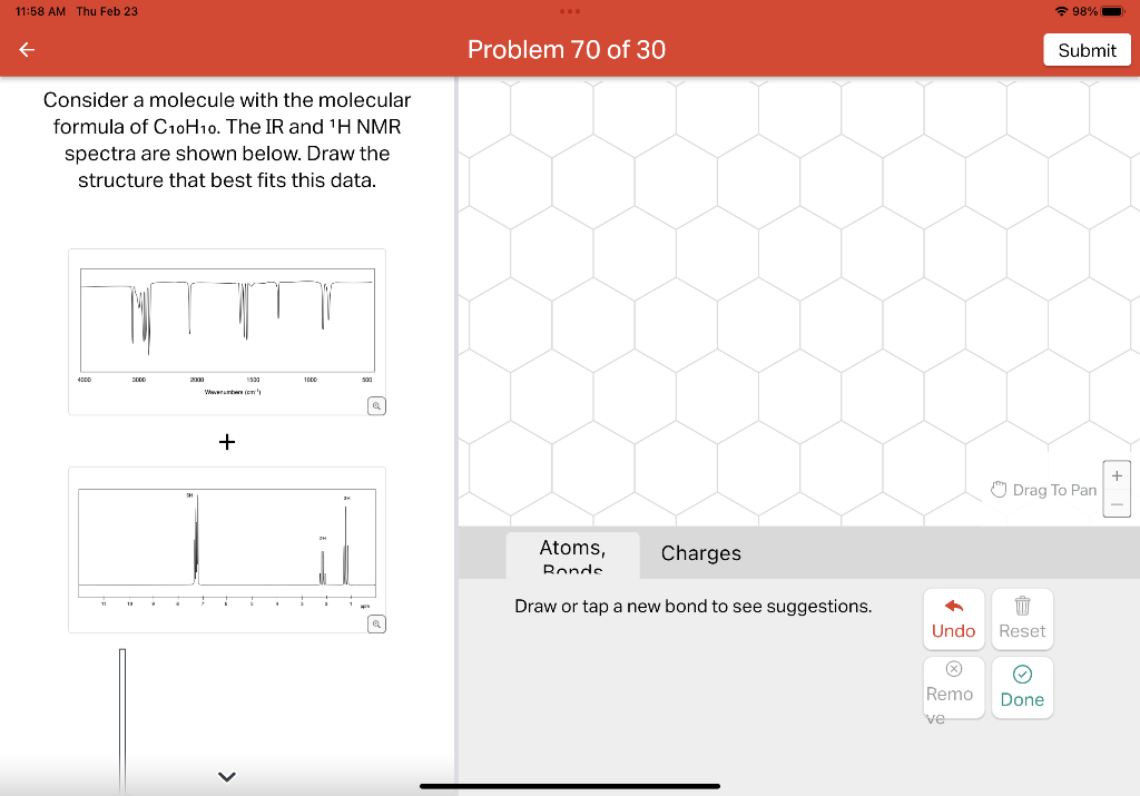 Solved Problem 70 of 30 Consider a molecule with the