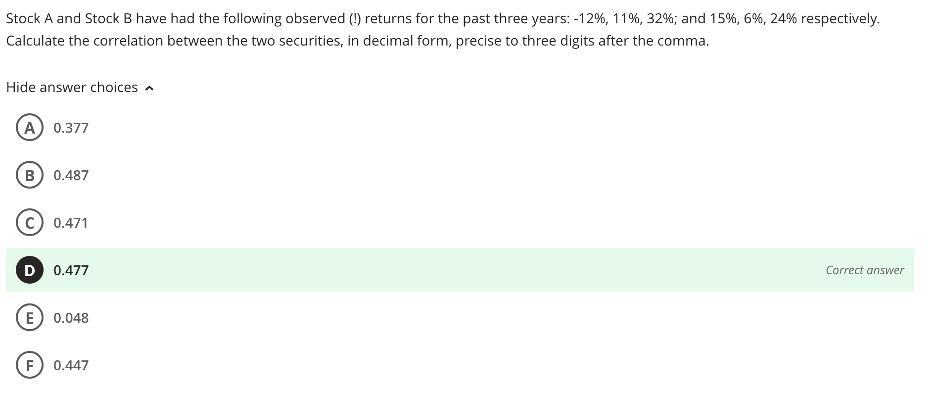 Solved Stock A And Stock B Have Had The Following Observed | Chegg.com