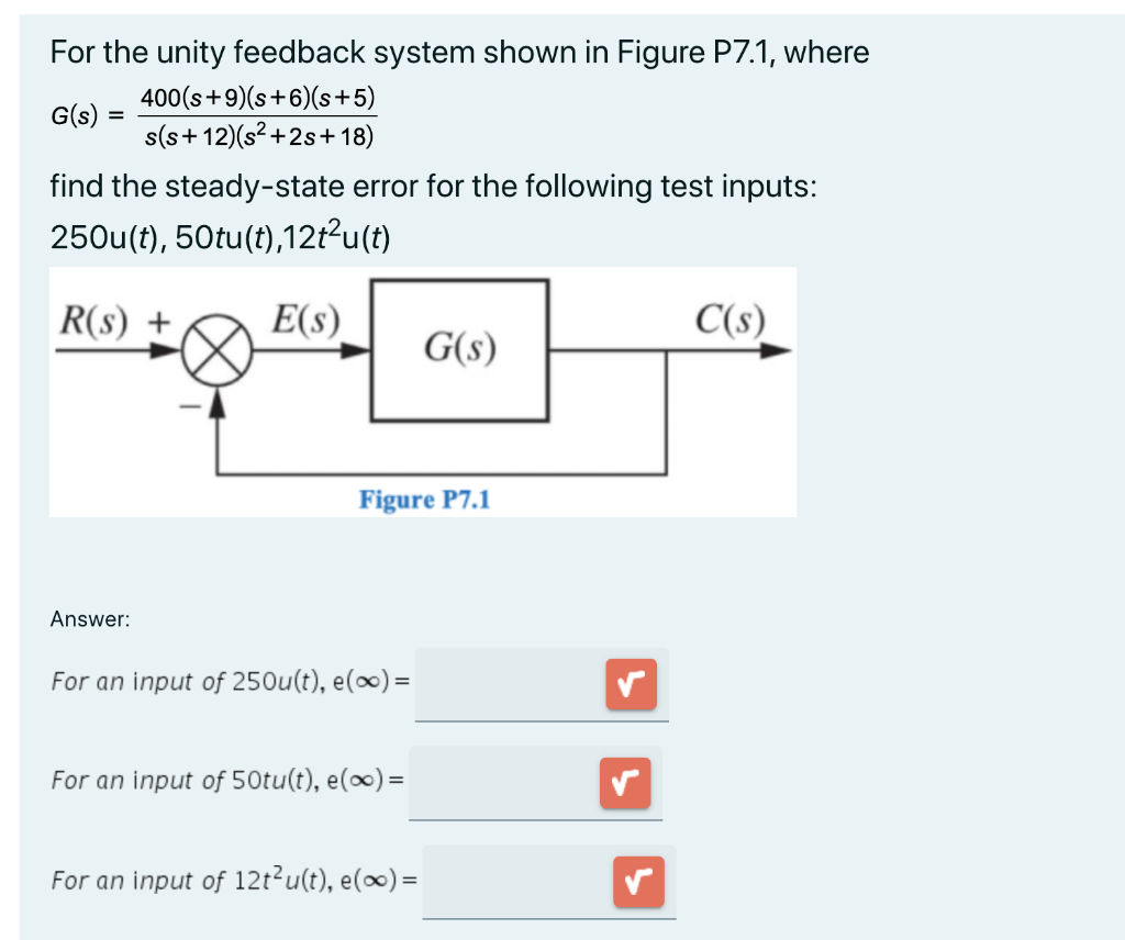 Solved For the unity feedback system shown in Figure P7.1, | Chegg.com
