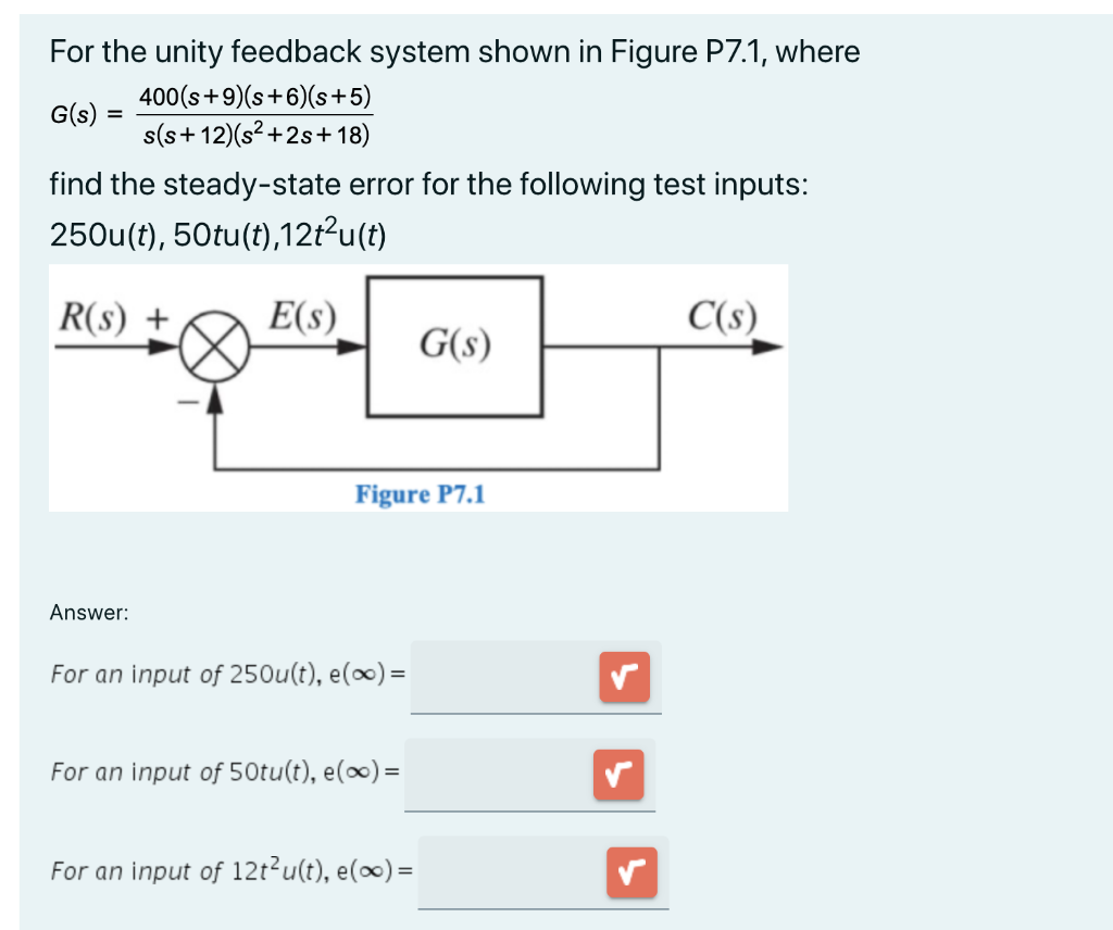 Solved For The Unity Feedback System Shown In Figure P7.1, | Chegg.com