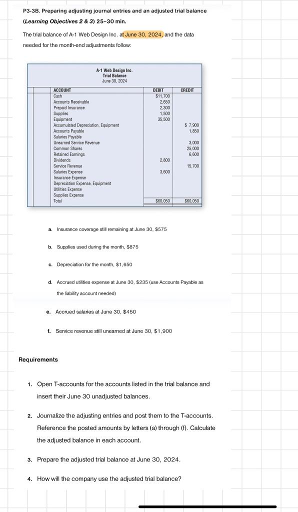 Solved P3-3B. Preparing Adjusting Journal Entries And An | Chegg.com