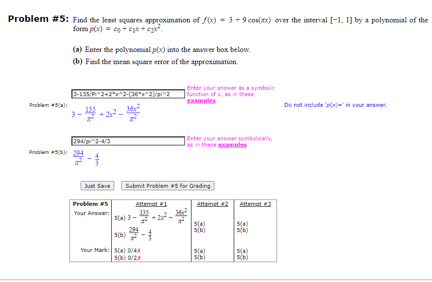 Solved = Problem #5: Find The Least Squares Approximation Of | Chegg.com