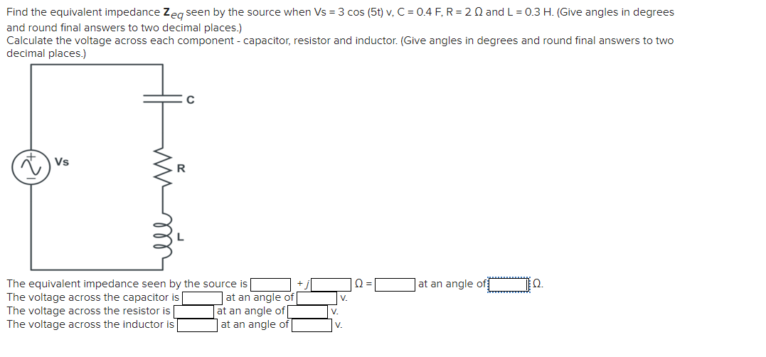 Solved Find The Equivalent Impedance Zeq Seen By The Sour Chegg Com