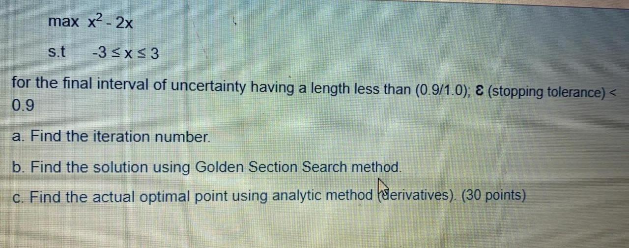 max x2 - 2x st -3 | Chegg.com