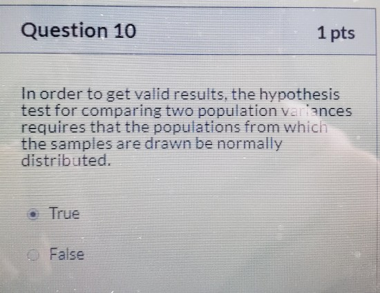 Solved Question 8 1 pts The test statistic that is used to | Chegg.com