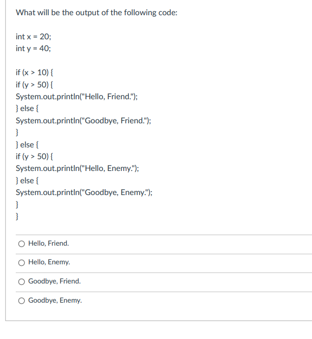 Solved The following snippet of code would produce what | Chegg.com