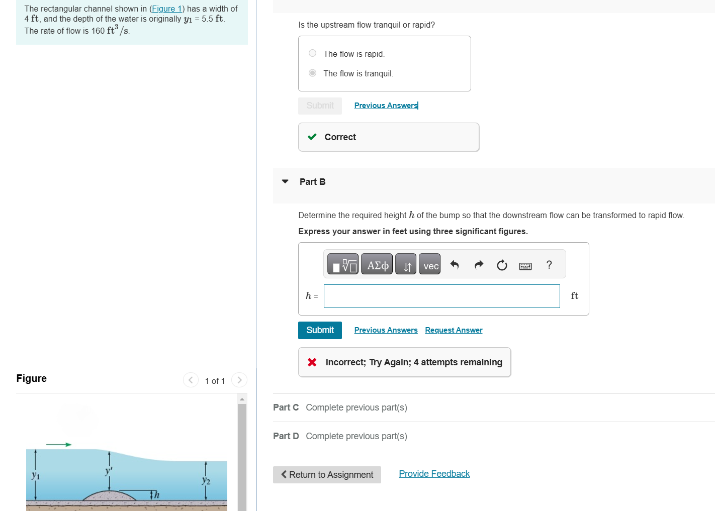 Solved The rectangular channel shown in (Figure 1) ﻿has a | Chegg.com