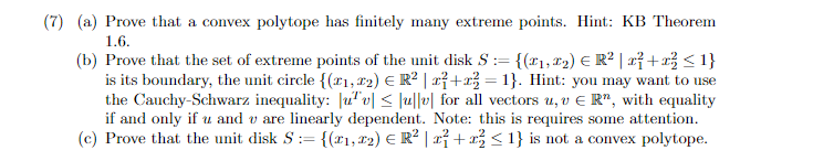 Solved (7) (a) Prove that a convex polytope has finitely | Chegg.com