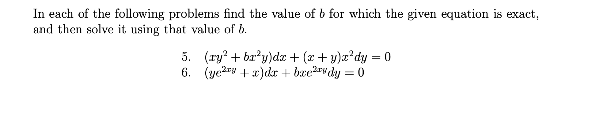 Solved In Each Of The Following Problems Find The Value Of B | Chegg ...