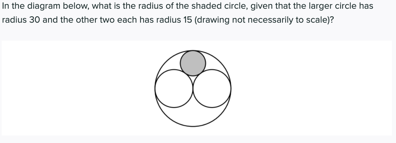 Solved In The Diagram Below, What Is The Radius Of The | Chegg.com