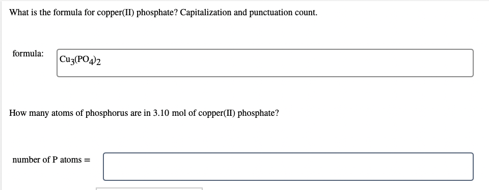 Solved What Is The Formula For Copper Ii Phosphate