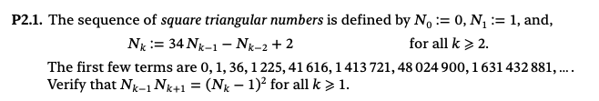 Solved 2.1. The sequence of square triangular numbers is | Chegg.com