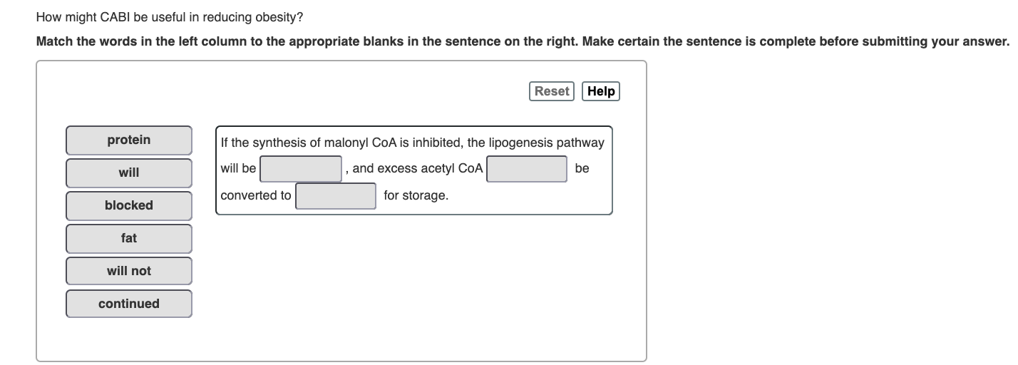 Solved How Might CABI Be Useful In Reducing Obesity Match Chegg