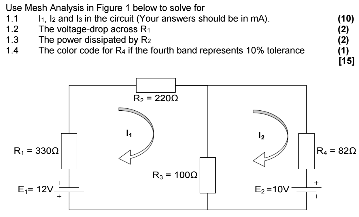 Solved Use Mesh Analysis in Figure 1 below to solve for 1.1 | Chegg.com