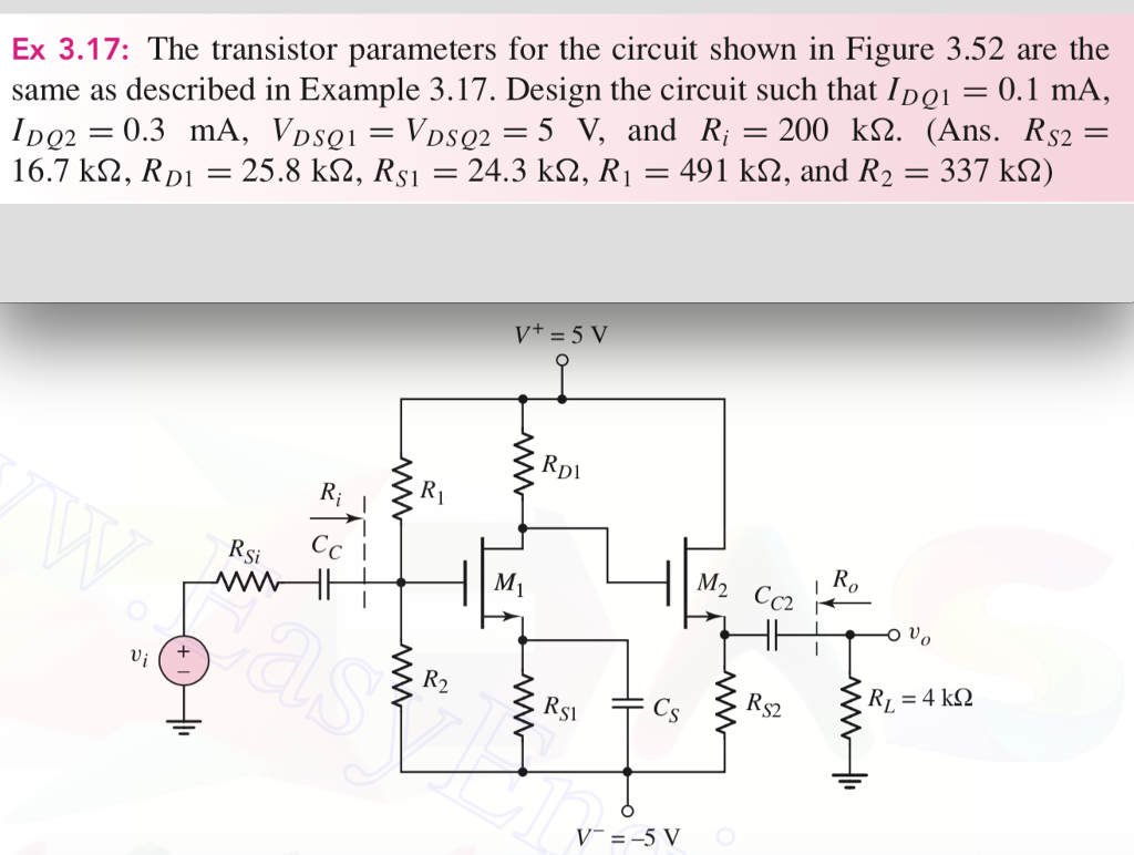 Solved Ex 3.17: The transistor parameters for the circuit | Chegg.com