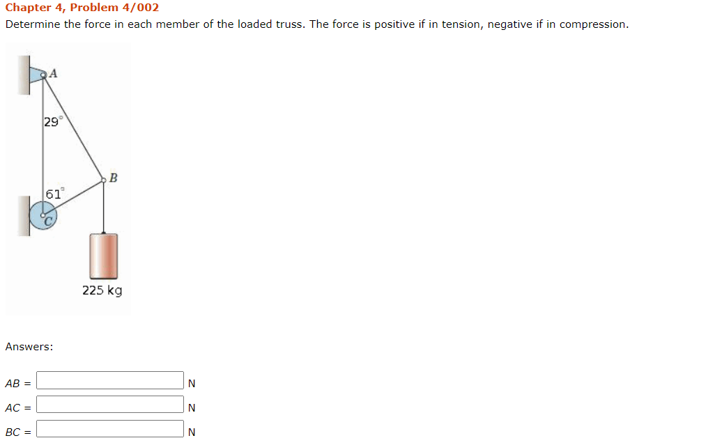 Solved Chapter 4, Problem 4/002 Determine the force in each | Chegg.com