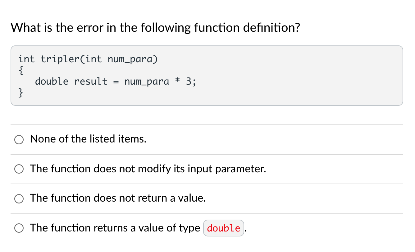 Solved What is the error in the following function | Chegg.com