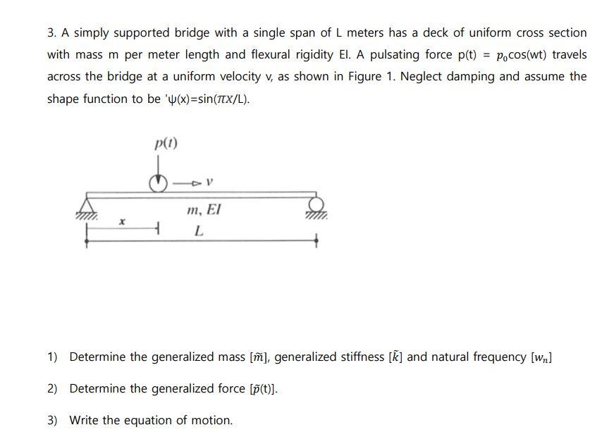 Solved 3. A simply supported bridge with a single span of L | Chegg.com