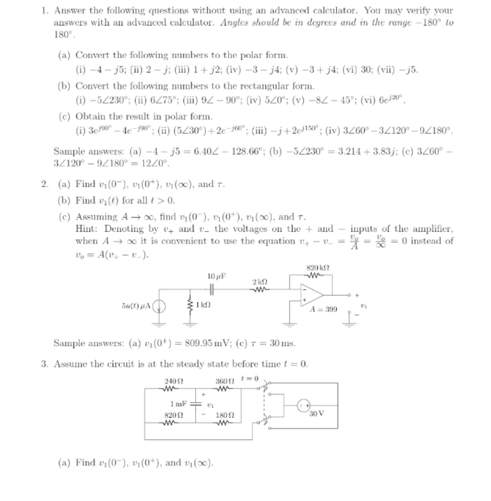 Solved 1. Answer the following questions without using an | Chegg.com