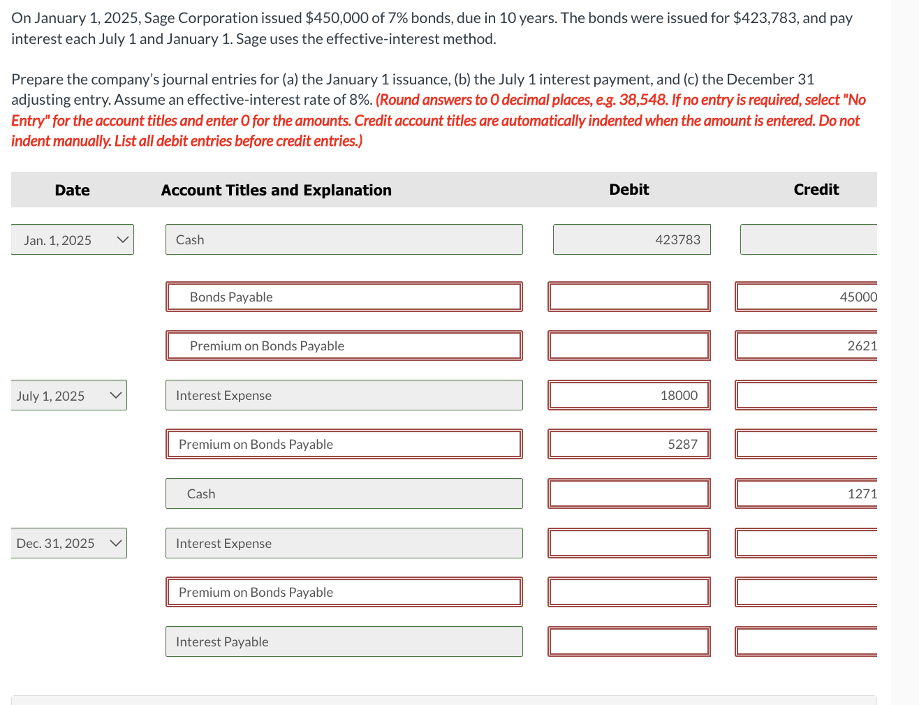 Solved On January 1,2025 , Sage Corporation issued $450,000 | Chegg.com