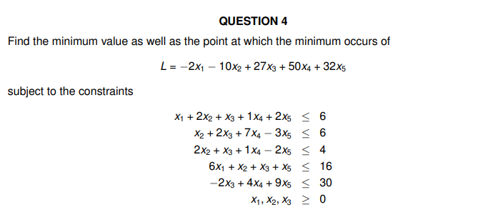 Solved QUESTION 4 Find the minimum value as well as the | Chegg.com