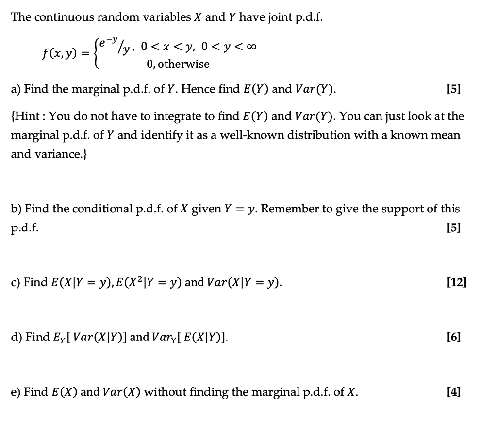 Solved The continuous random variables X and Y have joint | Chegg.com