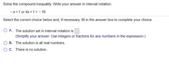 Solved Solve the compound inequality. Write your answer in | Chegg.com