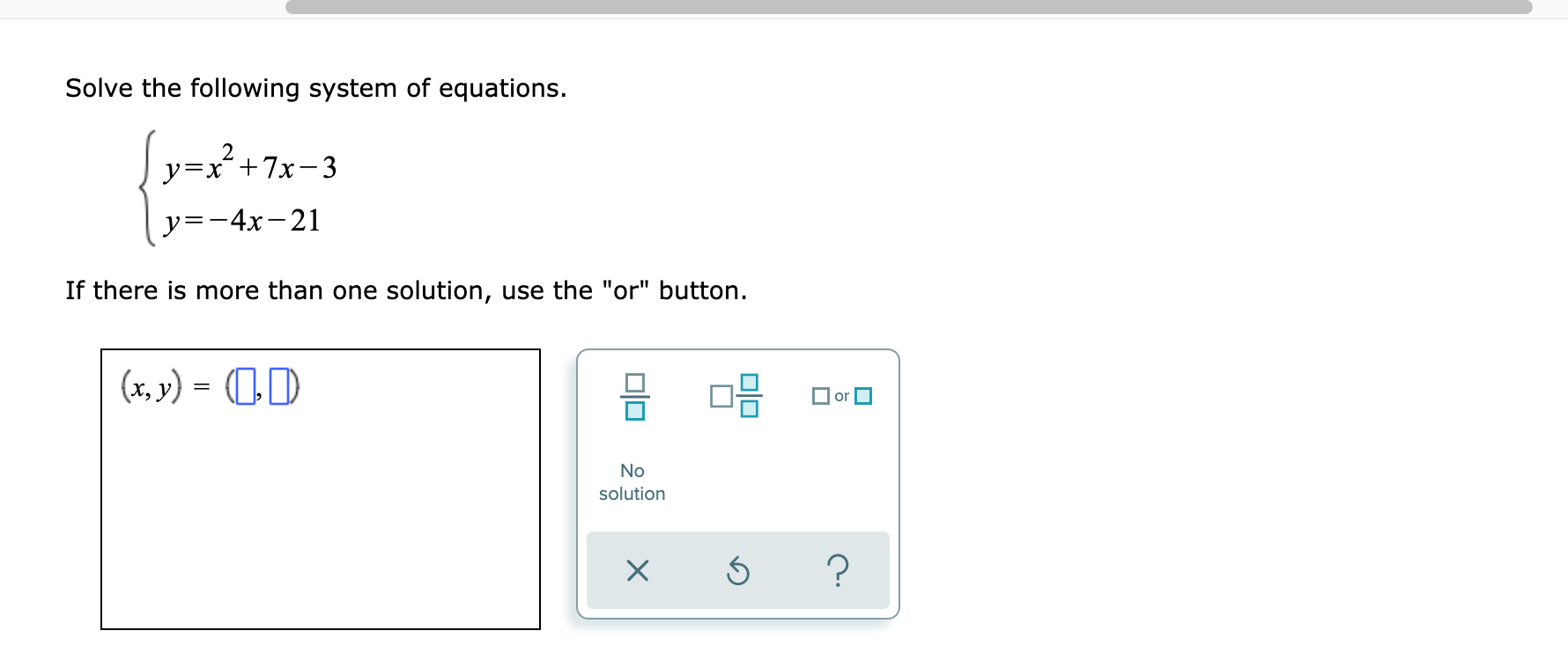 Solved Solve the following system of equations. 2 (y=x++ | Chegg.com