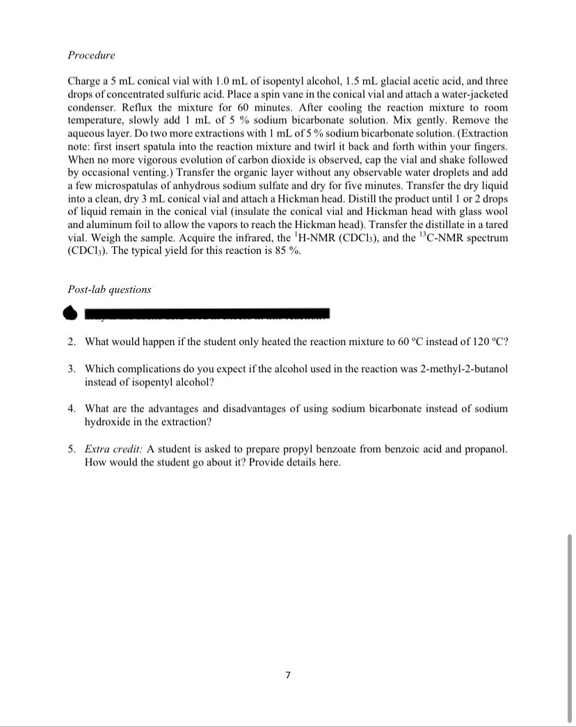 Solved Experiment 8: Fischer Esterification - Synthesis of | Chegg.com