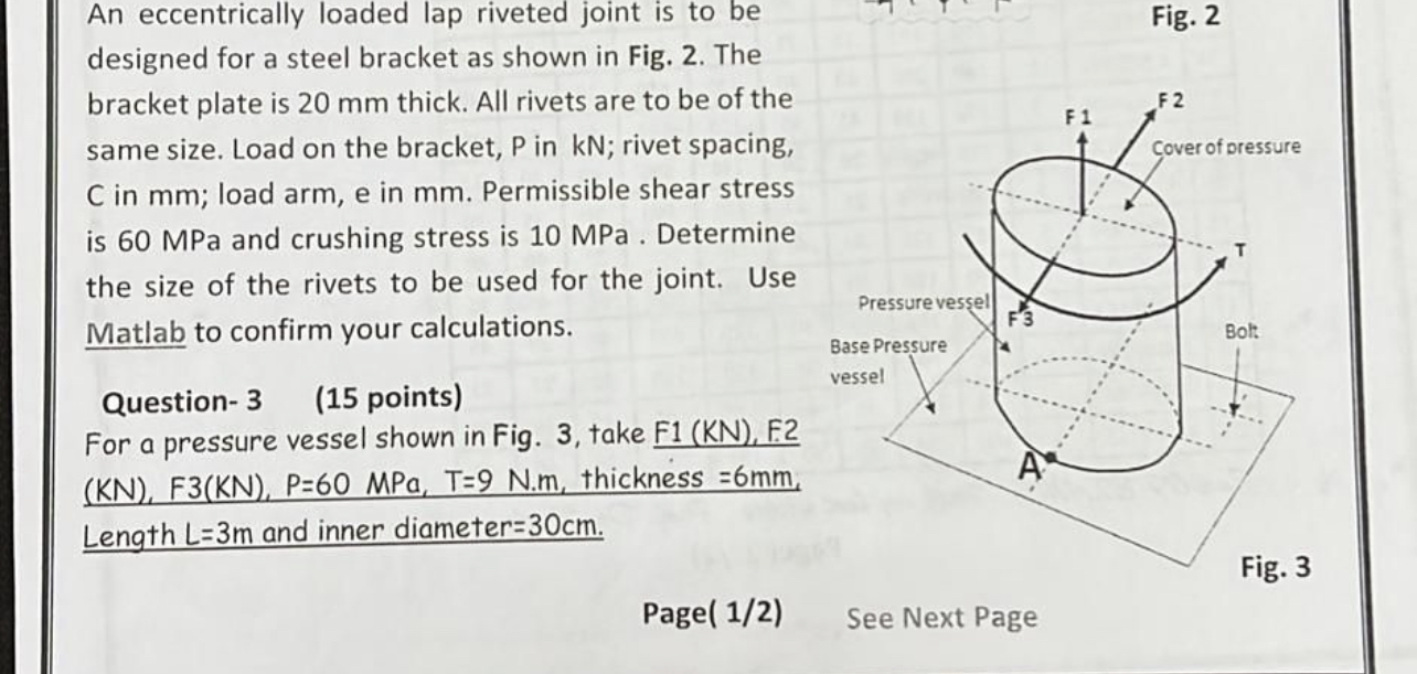 Solved An eccentrically loaded lap riveted joint is to be