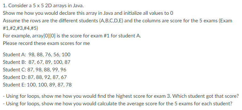 Solved Answer this question in Java. Write the full code | Chegg.com