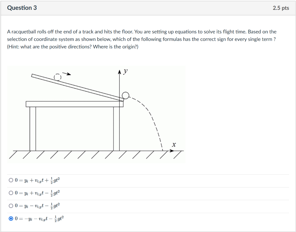 Solved Question 3 2.5 pts A racquetball rolls off the end of