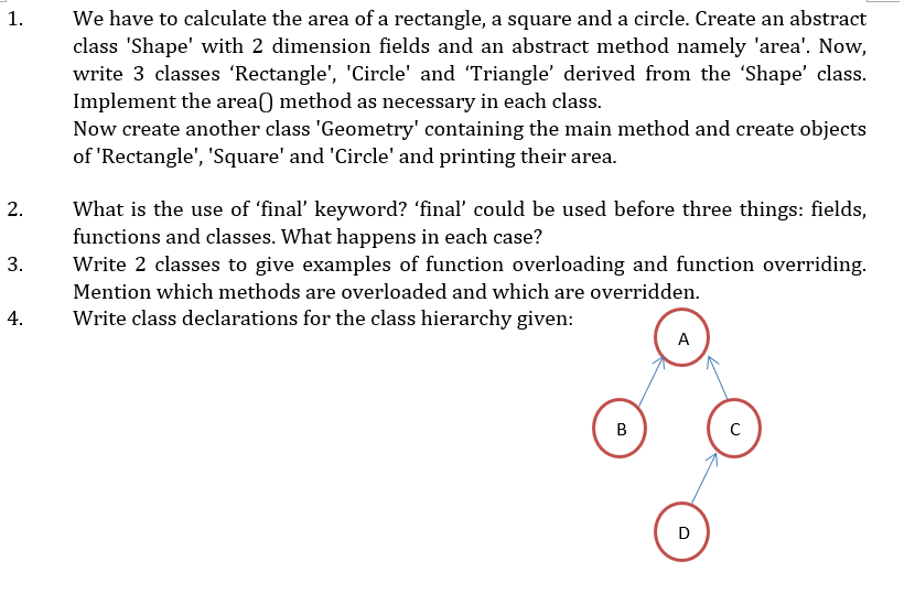 Solved 1. We have to calculate the area of a rectangle, a | Chegg.com