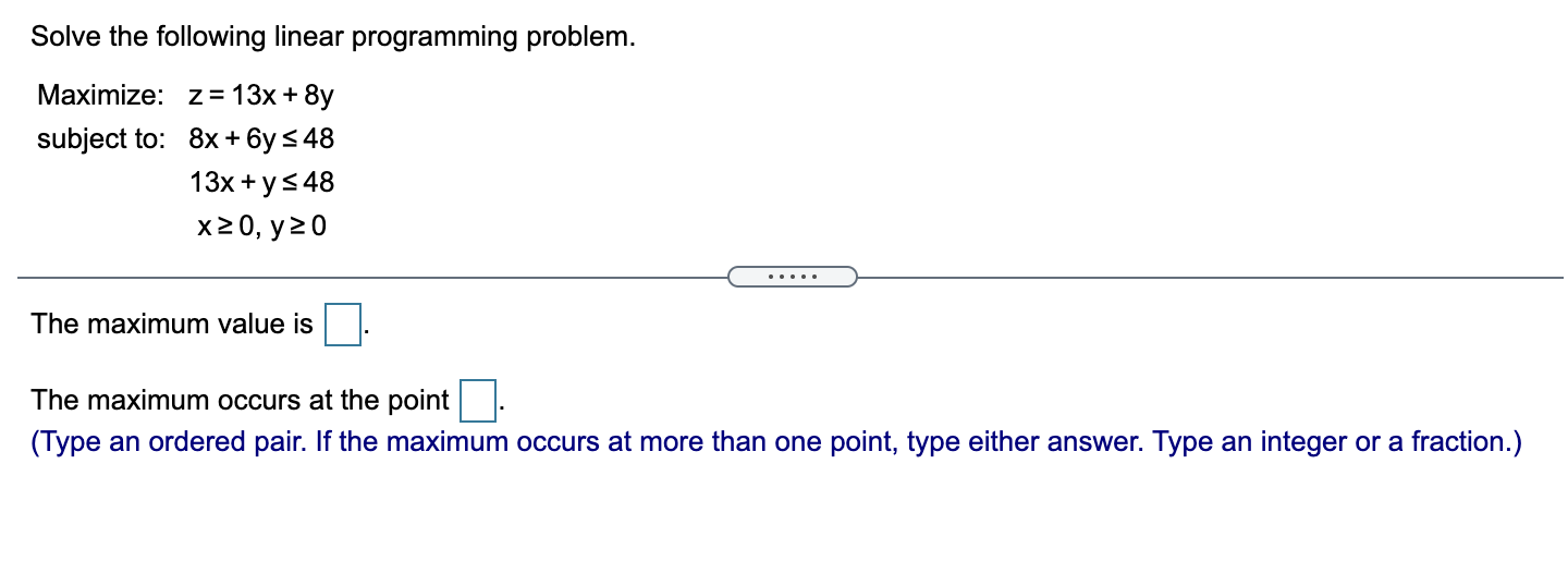 Solved Solve the following linear programming problem. | Chegg.com