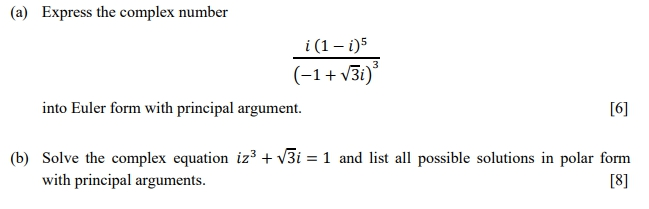 Solved (a) Express the complex number i (1 - 1)5 (-1 + V3i)