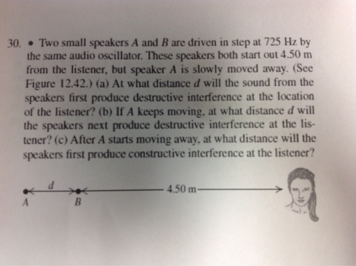 Solved 30. Two Small Speakers A And B Are Driven In Step At | Chegg.com