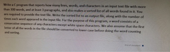 Solved Write a C program that reports how many lines, words, | Chegg.com