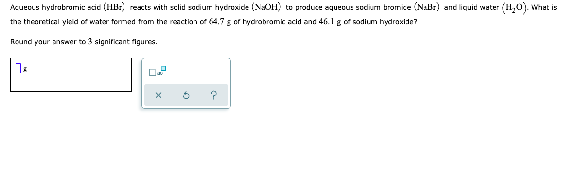 Solved Aqueous hydrobromic acid (HBr) reacts with solid | Chegg.com