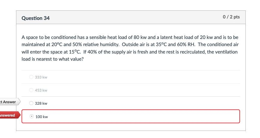 Solved A space to be conditioned has a sensible heat load of | Chegg.com