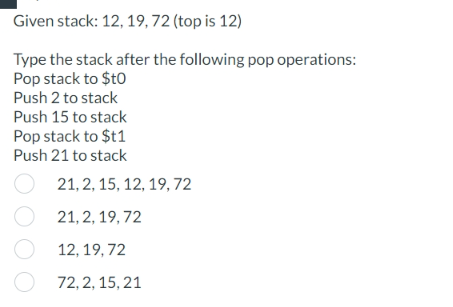Solved Type the stack after the following pop operations: | Chegg.com