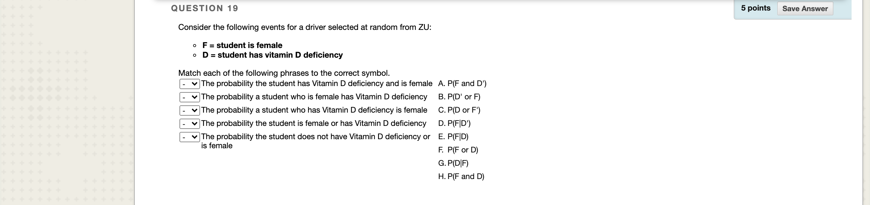 Solved QUESTION 19 5 points Save Answer Consider the | Chegg.com
